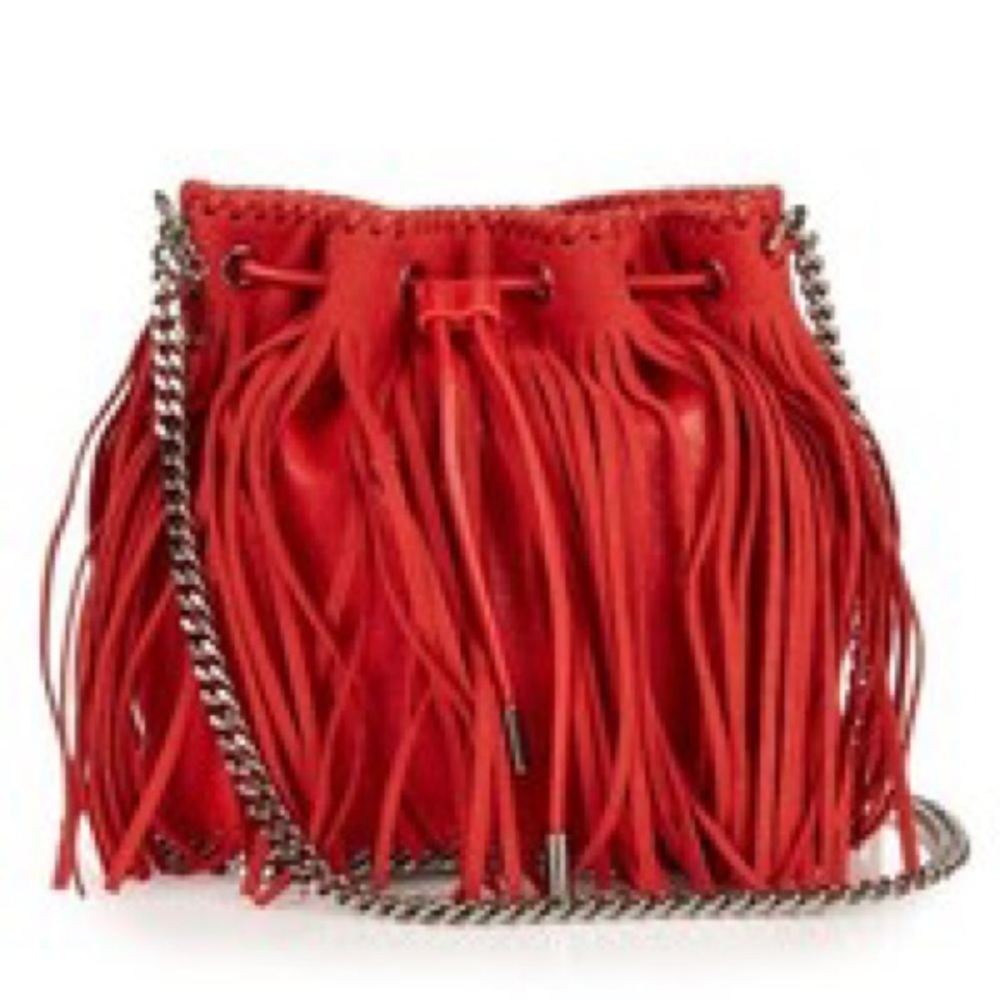 Stella McCartney Red Fringe Chain Bucket Bag